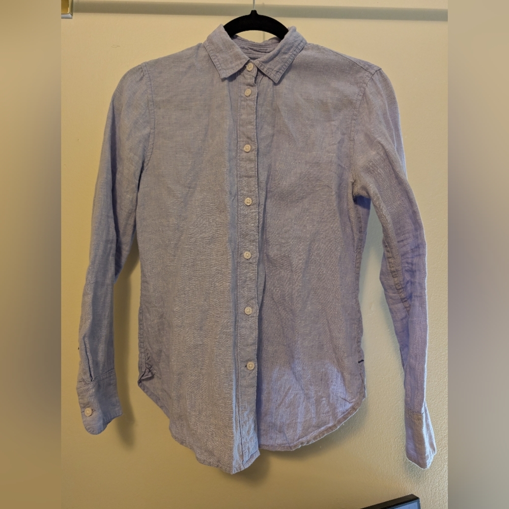 Blue J. Crew Slim Fit Baird McNutt Irish Linen Shirt, Size 00